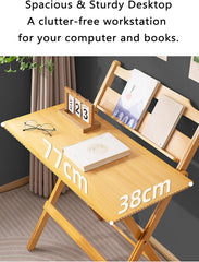 Height Adjustable Foldable Computer Desk, 2-Tier Shelves Study Table for Students, Small Writing Workstation for Home Office, Living Room, Bedroom & Balcony Corner (B, 57CM)