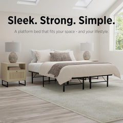 Black Steel 14” Twin XL Bed Frame | Steel Foundation with 2000 lb Capacity | No Box Spring Required | Underbed Storage | Easy Assembly | Black Metal Twin XL Bed Frame