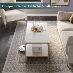 SAYGOER Black Coffee Table for Living Room Modern Rectangle 2-Tier Coffee Tables with Storage Industrial Wood Center Table for Large or Small Spaces Apartment Home Office, All Black