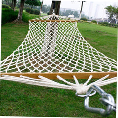 Beige Dirt-Resistant Camping Hanging Bed Hammock with Stick Sturdy Single-Person Mesh Outdoor Swing for Garden and Indoor Relaxation