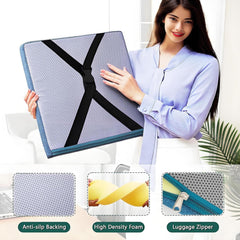 Linen Chair Cushion Square 16x16 20x20 12x12 18x18 15x15 17x17 14x14 inch Seat Pad Floor Pillow Sofa Cushions Memory Foam Zipper Removed Linen Cover Indoor Outdoor(Dark Gray,33x33x8cm)