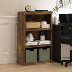 Furinno PASIR Book Shelf, 4-Tier Bookshelf, Bookcase, 9.4" x 23.6" x 41.7", for Living Room, Bedroom, Home Office, Amber Pine