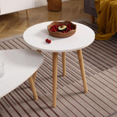 Engineered Wood Coffee Table Center Table Living Room Cocktail Table Center Table Tea Table Sofa Table for Small Spaces, Easy Assembly, White & Oak 21.65" x 21.65" x 20.08"