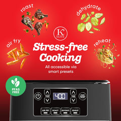 Kitchen Elite 3 Quart Digital Air Fryer Oven Compact Countertop Oil-Free Cooker with PFAS-Free Nonstick Basket, Easy Clean, Black