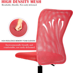 Ergonomic Chairs Set of 2, Cute Adjustable Armless Office Desk Chair w/Mesh Back & Soft Thick Seat, Comfy Swivel Rolling Executive Small Computer Task Chair Sillas para Escritorio for Adult Women