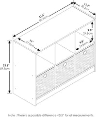 Furinno Basic 3x2 Bookcase Storage w/Bins, Light Cherry/Ivory