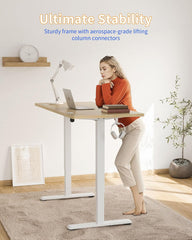 YIHAYO Electric Standing Desk, 55 x 24 Inches Stand Up Desk with Splice Board, Adjustable Height Desk, Computer Desk for Home Office, White Frame/White Top