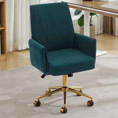 Black Desk Chair, Comfy Velvet Home Office Swivel Desk Computer Chair, Ergonomic Adjustable Vanity Chairs, 20" High-Back Tilt Cute Room Chairs for Bedroom Office Makeup Gaming Sillas (Black)