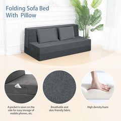 Sofa Bed Foldable Mattress ,Folding Sleeper Sofa Chair Bed Floor Mattress with Pillow for Living Room Home Office (Off White- Corduroy, Single)