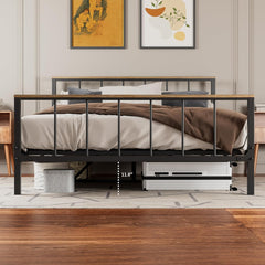 Queen Size Platform Bed Frame with Headboard and Footboard, Sturdy Metal Mattress Foundation with Under Bed Storage/No Box Spring Needed/Easy Assembly/Noise Free (Black, Queen)