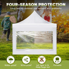 3 Pcs Clear Canopy Sidewalls with Black Storage Bag Window Sidewall for 10 x 10 Inch Tent Waterproof Shade Wall, Sunwalls Only, Canopy Tent Not Included, No Zipper(White)