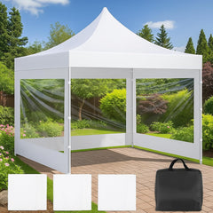 3 Pcs Clear Canopy Sidewalls with Black Storage Bag Window Sidewall for 10 x 10 Inch Tent Waterproof Shade Wall, Sunwalls Only, Canopy Tent Not Included, No Zipper(White)