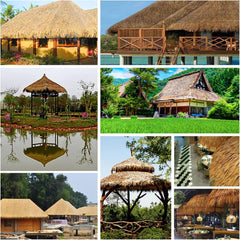 LSMKKA Synthetic Thatched Roofing for Tiki Hut, Palapa Straw Roof Panels Hats 20" X 10 Inches Grass Blinds Fireproof, 2-30 PCS Umbrella Cover/Caps for Gazebo Canopy Cottage Pergola (Size : 8pc)