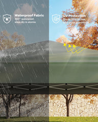 10x10 Pop Up Canopy Tent, Outdoor Tent with 3 Adjustable Height, Easy Set Up Canopy with 4 Sandbags & Carrying Bag for Camping, Parties,Outdoor Events - Khaki