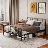 Queen Size Platform Bed Frame with Headboard and Footboard, Sturdy Metal Mattress Foundation with Under Bed Storage/No Box Spring Needed/Easy Assembly/Noise Free (Black, Queen)