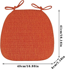 Chair Cushions for U Shaped Dining Chairs Kitchen Chair Cushions with Ties Non Slip Chair Pads for Dining Room Chairs Colorful Cushion Lumbar Cushion Office (Orange)