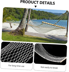 BESPORTBLE Outdoor Hanging Bed Single Mesh Hammock with Solid Wood Bars Comfortable Beige Swing for Camping and Garden Relaxation Easy to Assemble and Portable