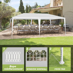 10' x 20' Outdoor Canopy Party Tent with 4 Removable Sidewalls, Heavy Duty Gazebo w/Ground Nails & Windproof Ropes, Large Canopy for Parties Patio Birthday