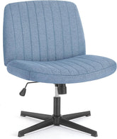 OLIXIS Criss Cross Legged Chairs Armless No Wheels Wide Seat Height Adjustable Swivel Padded PU Leather Home Office Desk Seating for Bedroom, Student, Study Room