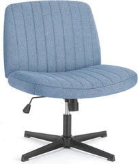 OLIXIS Criss Cross Legged Chairs Armless No Wheels Wide Seat Height Adjustable Swivel Padded PU Leather Home Office Desk Seating for Bedroom, Student, Study Room