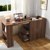 ZeHuoGe Computer Desk with Drawers, Modern Corner Home Office Storage with extendable Table, Study Writing Desk Workstation for Home,Office