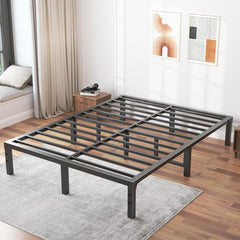 King Size Bed Frame, Heavy Duty Metal Platform Beds with Sturdy Steel Slat Support, Under Bed Storage, Noise Free, Easy Assembly, Black (King)