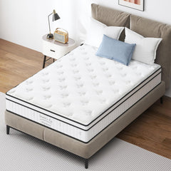 Full 12" Hybrid Mattress with Pocketed Coils & Cooling-Gel Memory Foam, Medium Firm Support with Motion Isolation, Edge Reinforcement & Breathable CertiPUR-US Certified Design (White, 12" Full)