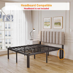 Askeld Twin Bed Frames, 14 Inch High Metal Platform Bed with Round Corner Leg, No Box Spring Needed, Heavy Duty Noise-Free Bed Base, Easy Assembly, Black