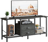 Furologee TV Stand with 2 Fabric Drawers, 43 Inch Entertainment Center with Open Storage Shelves, Media Console Table for Bedroom, Living Room, Rustic Brown