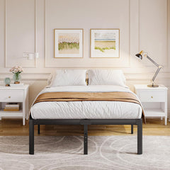 Askeld Twin Bed Frames, 14 Inch High Metal Platform Bed with Round Corner Leg, No Box Spring Needed, Heavy Duty Noise-Free Bed Base, Easy Assembly, Black