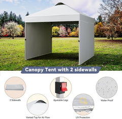 10x10 Pop Up Canopy Tent, Commercial Instant Canopies Shelter, Includes Wheeled Carry Bag & 4 Sandbags, Portable Outdoor Sun Shade for Camping, Beach, Parties, Events, Grey