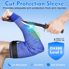 Cut Resistant Arm Protector Gardening Sleeves for Men Women with Thumb Hole - Lightweight & Breathable Farmers Sleeves for Thin Skin & Bruising - Arm Sleeves for Garden, Welding, Biting, Pet Grooming