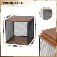 2-Cube Storage Organizer, 11in Shelf Opening, Small Bookcase, Display Shelf, DIY Variable Stackable Storage Shelf for School, Office, Bedroom, Living Room - Walnut-Colored