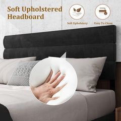 Full Size Bed Frame with Headboard, Linen Upholstered Metal Platform Bed with Sturdy Slats Support 14" Underbed Storage, No Box Spring Needed, Easy Assembly (Grey, Full)