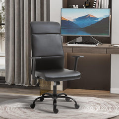 Vinsetto Morden High-Back Office Chair Faux Leather Rocking Swivel Computer Home Desk Chair with Adjustable Height, Metal Legs, Armrest, Wheels, Black