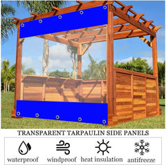 Waterproof Pergola Tarpaulin Side Panels, Outdoor Clear Tarp Curtains, Transparent Tarpaulin Side Panels for Gazebo Garden Carport, 0.3mm,WxH-4x2m/13 * 6.6ft