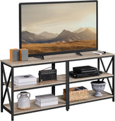 Yaheetech TV Stand for 65 Inches TV, Entertainment Center with Storage Shelves for Living Room, Media Console Table, Wood & Metal Frame, Gray