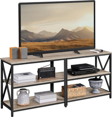 Yaheetech TV Stand for 65 Inches TV, Entertainment Center with Storage Shelves for Living Room, Media Console Table, Wood & Metal Frame, Gray