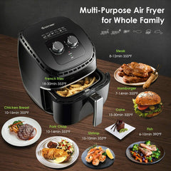 COSTWAY Air Fryer 3.5Qt 1300W Electric Hot Oil-Less Oven Cooker, UL Certified, Dishwasher Safe, with Smart Time&Temperature Control, Non Stick Fry Basket, Auto Shut Off (Black)