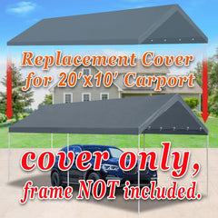 10' x 20' Upgraded Carport Canopy Top Replacement Cover for Car Garage Shelter Tent Party Tent with Ball Bungees 180g Heavy Duty Tarp (Only Cover, Frame is not Includ) (White, 12 x 20ft)