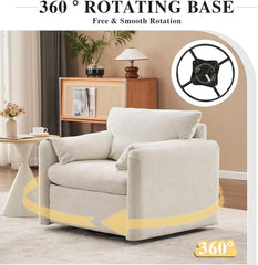 Ivory White 60" Loveseat Sofa Modern Loveseat Sofa for Living Room, Comfy Plush Chenille Fabric Deep Seat Couch Compact Couches for Small Spaces, Bedroom, Apartment (4)