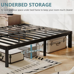 14 Inch Metal Twin Bed Frame Heavy Duty Platform Bed Frame No Box Spring Needed Easy Assembly Noise Free Black