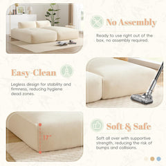 Modern Modular Sectional Sofa, 72" Oversized Loveseat with Armrests and Backrest, Fully Compressed, Free Combination, Spacious Foam-Filled Sofa Bed for Living Room (Khaki/2)