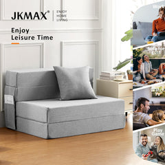 Single Size Folding Sofa Bed - 4 in 1 Convertible Sleeper Chair - High Density Memory Foam Futon Couch - Foldable Bed for Living Room Bedroom (Blue)