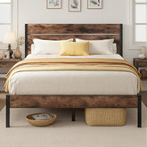 Lifezone Twin Bed Frame with Headboard and Footboard, Metal Twin Bed Frame with Under-Bed Storage, All-Metal Support System, No Box Spring Needed, Easily Assemble, Vintage Brown