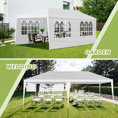 10' x 20' Outdoor Canopy Party Tent with 4 Removable Sidewalls, Heavy Duty Gazebo w/Ground Nails & Windproof Ropes, Large Canopy for Parties Patio Birthday