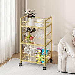 Bar Cart, Serving Cart for Home, Microwave Cart & Coffee Syrup Rack Organizer