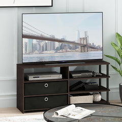 Furinno Brahms TV Stand Entertainment Center with Shelves and Storage for TV Size up to 45 Inch, Espresso/Black