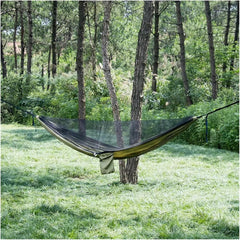 Hammock. Portable Travel Outdoor Camping Hammock Hanging Sleeping Swing Bed with Mosquito Net .Hammocks for Outside(Dark and Light Green)
