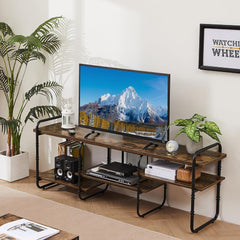 VECELO 75 inch TV Stand,TV Cabinet with 3-Tier Open Shelves,Vintage Wooden Style TV Console Table Entertainment Center for Living Room,Bedroom,Easy Assembly, fits up to 80 inch TV